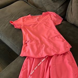 Coral colored scrub set